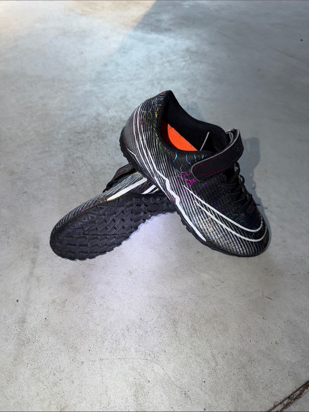 Kids Black size 13, indoor soccer shoe